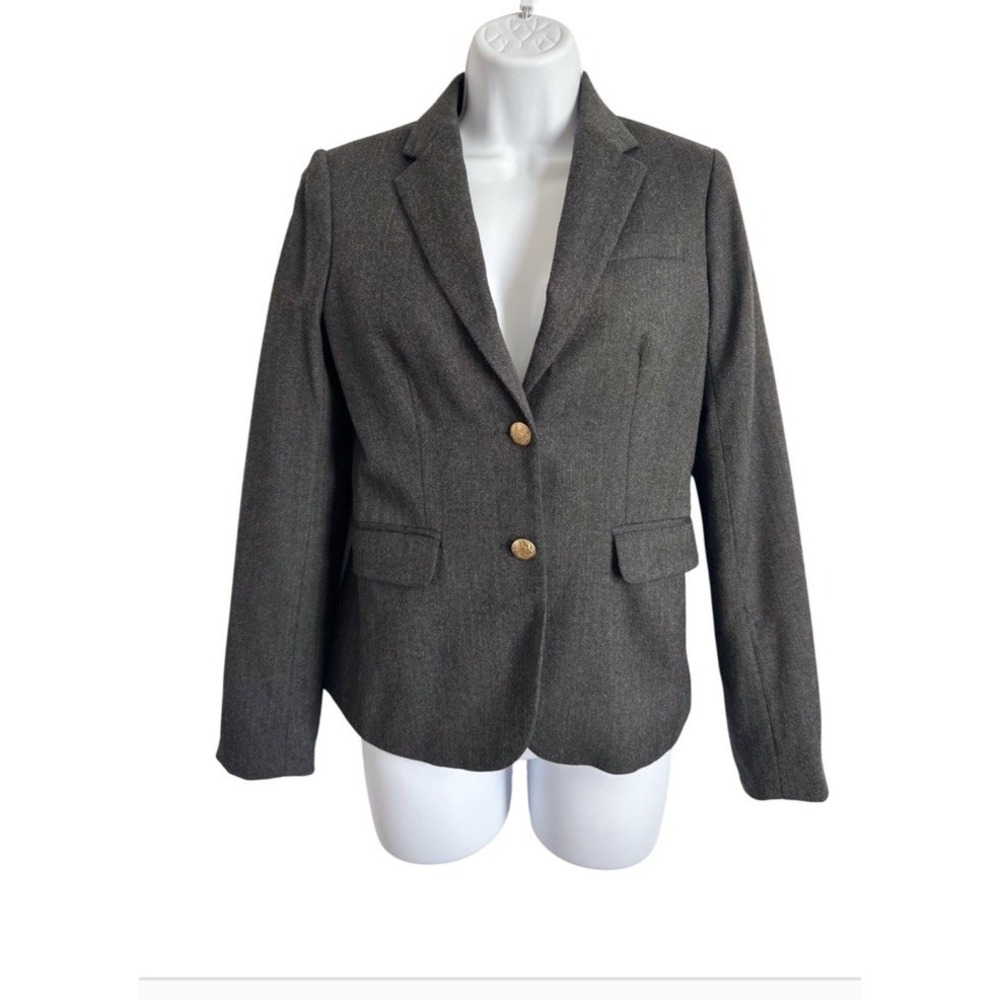 J.Crew Sz: 0 Wool Blend Charcoal Blazer Career Preppy Chic